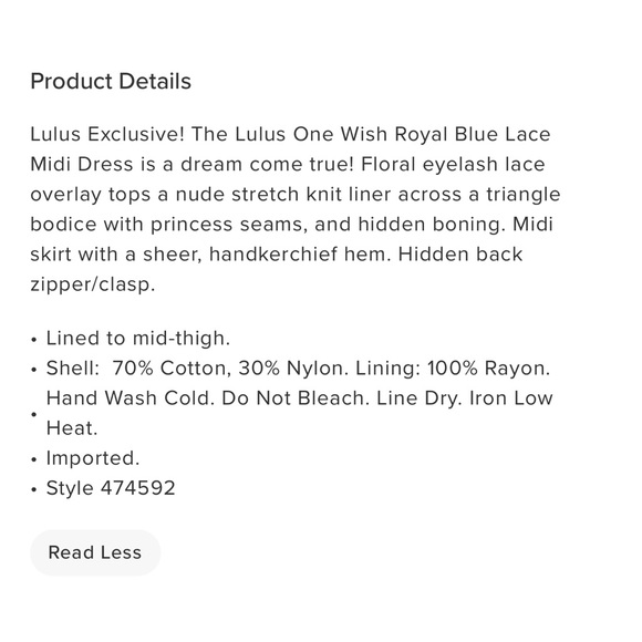 Lulus Royal Blue Lace Midi Dress Size S excellent condition, worn once - Picture 4 of 8